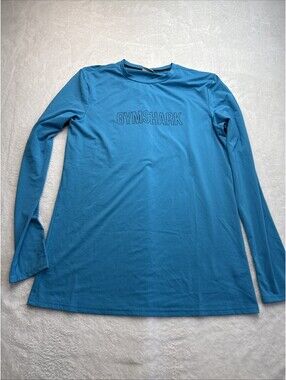 gymshark men's long sleeve shirt blue size M (2117)